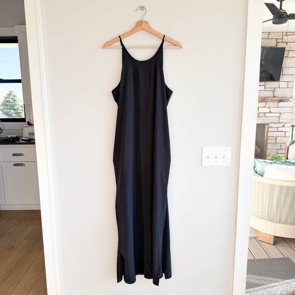 Athleta Hayes Pleated Cami Strap Maxi Dress Black M